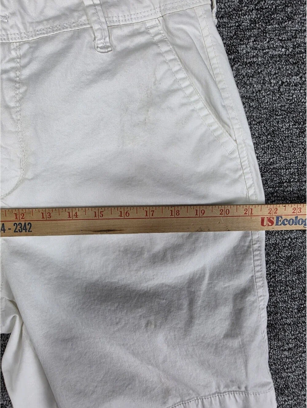 AERO Chino Shorts Men Cotton Stretch Flat Front Solid White Button Pockets